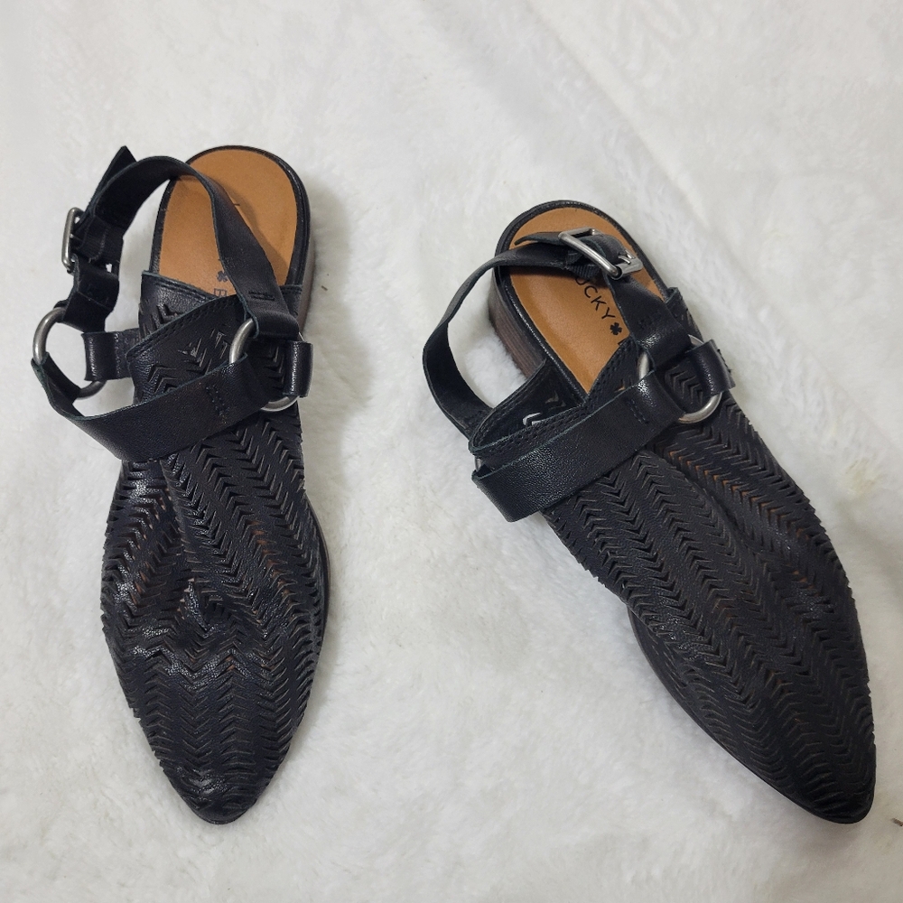Lucky Brand Kaedy Mules black with silver hardware size 8.5 - Picture 2 of 8